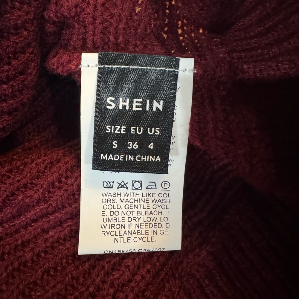 SHEIN Burgundy Knit Sweater With Lace Detail - Picture 2 of 11